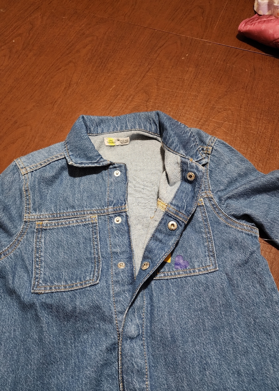 Kids Denim Jacket with NEW YORK & Heart Patches - - Picture 8 of 10